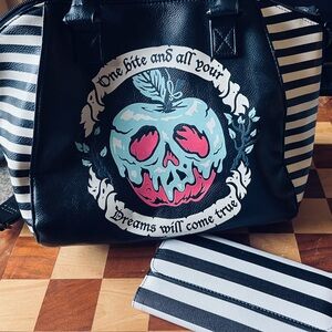 EUC Black / White Striped Loungefly Snow White Poisoned Apple Purse / Wallet